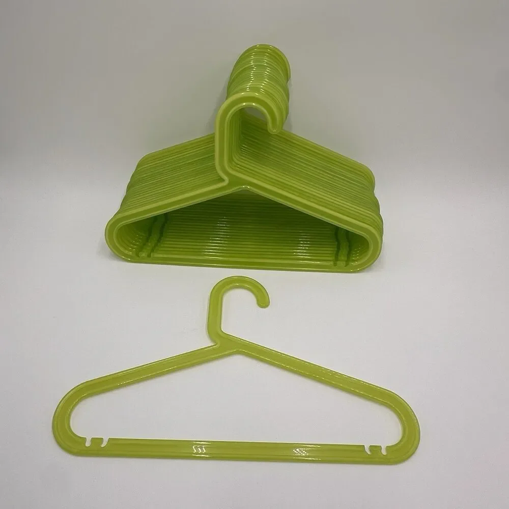 IKEA BAGIS Childrens Clothing Hangers Anna Efverlund Neon Green Lot 23 Vintage